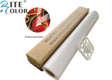 190gsm लार्गेट फॉर्मेट RC Glossy Resin Coated Photo Paper Roll Pigment / Dye Inks